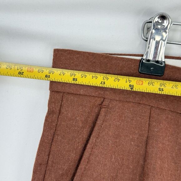 Paul Frederick Men’s 36x28 Brown Pleated Dress Pants Cuffed Wool Cashmere - Picture 9 of 14